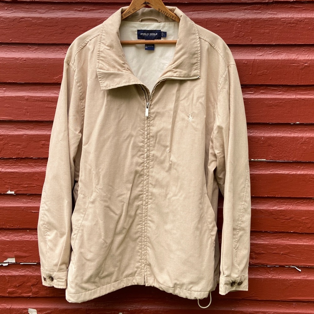 Ralph Lauren POLO Golf Vintage Tan & Cream Houndstooth Cotton Jacket Mens Size L - Picture 2 of 14